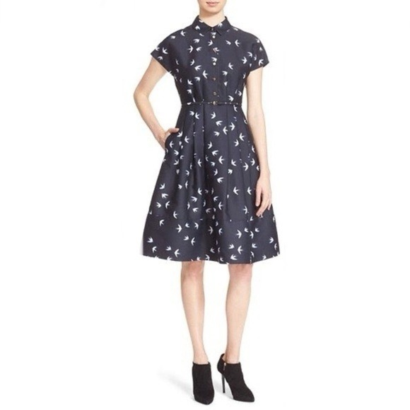 Kate Spade Winter Swallow Midi Shirt Dress in Rich Navy - Picture 1 of 5